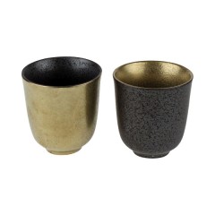 MUG INDIA 2 PIECES BLACK GOLD PORCELAIN 